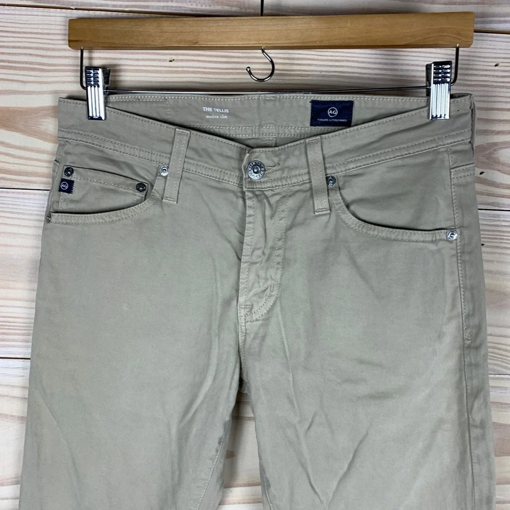 AG Adriano Goldschmied The Tellis Pants Mens 29 Khaki Slim Fit Chino‎